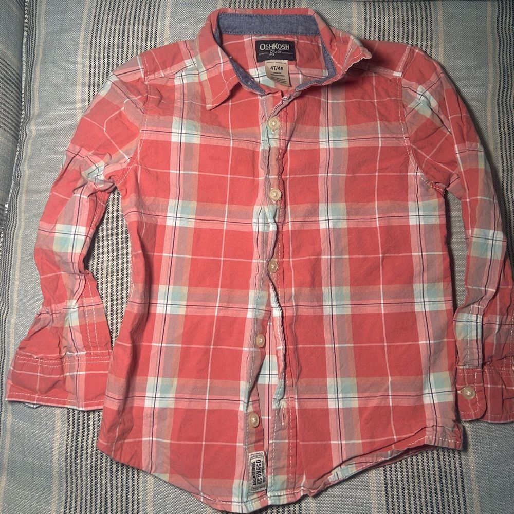 OshKosh B’gosh Plaid Button Down Shirt Toddler Size 4T